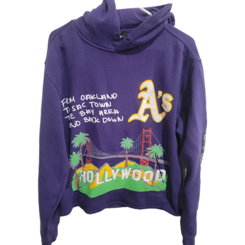 Homme + Femme Sz Medium Purple Oakland vs New York City Graphic Hoodie  USA Made